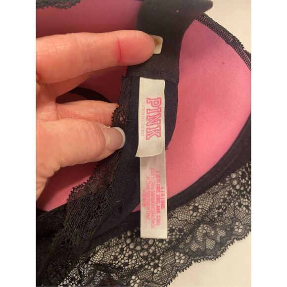 PINK Victoria’s Secret Lace Wireless Push Up Bra Black - Picture 8 of 9